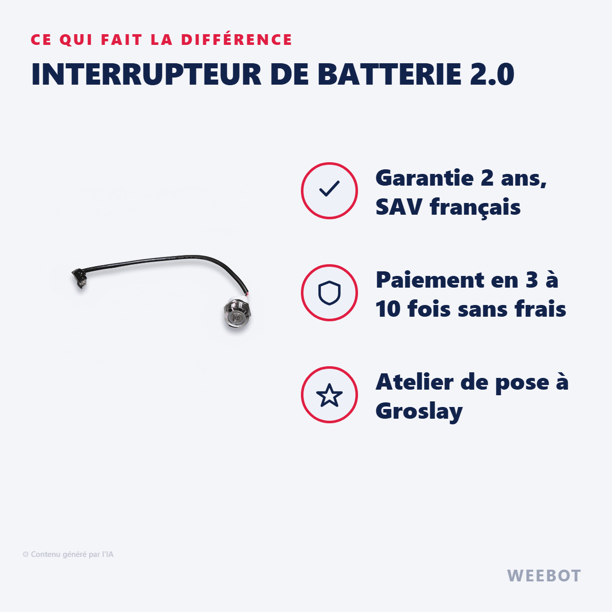Interrupteur de Batterie 2.0 pour Trottinette Électrique Teverun Fighter - Weebot