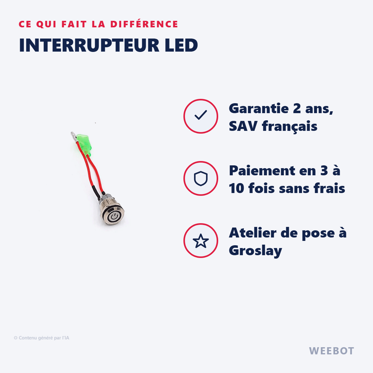 Interrupteur LED pour Trottinette Électrique Dualtron (Sauf X et X2) - Weebot