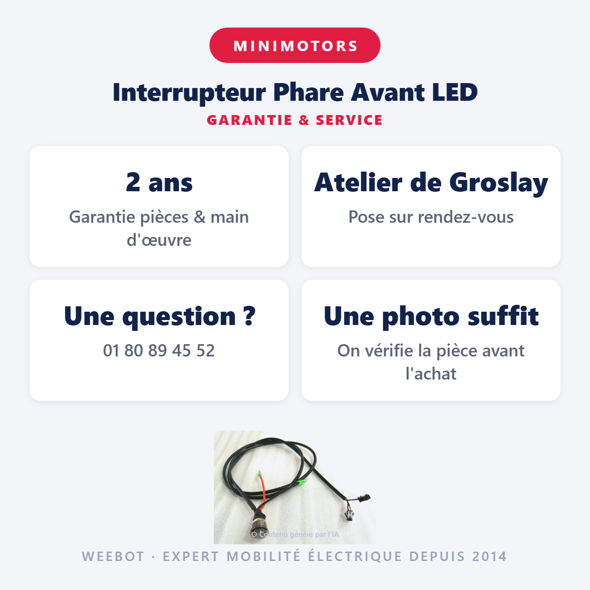 Interrupteur Phare Avant LED : garantie 2 ans et service après-vente