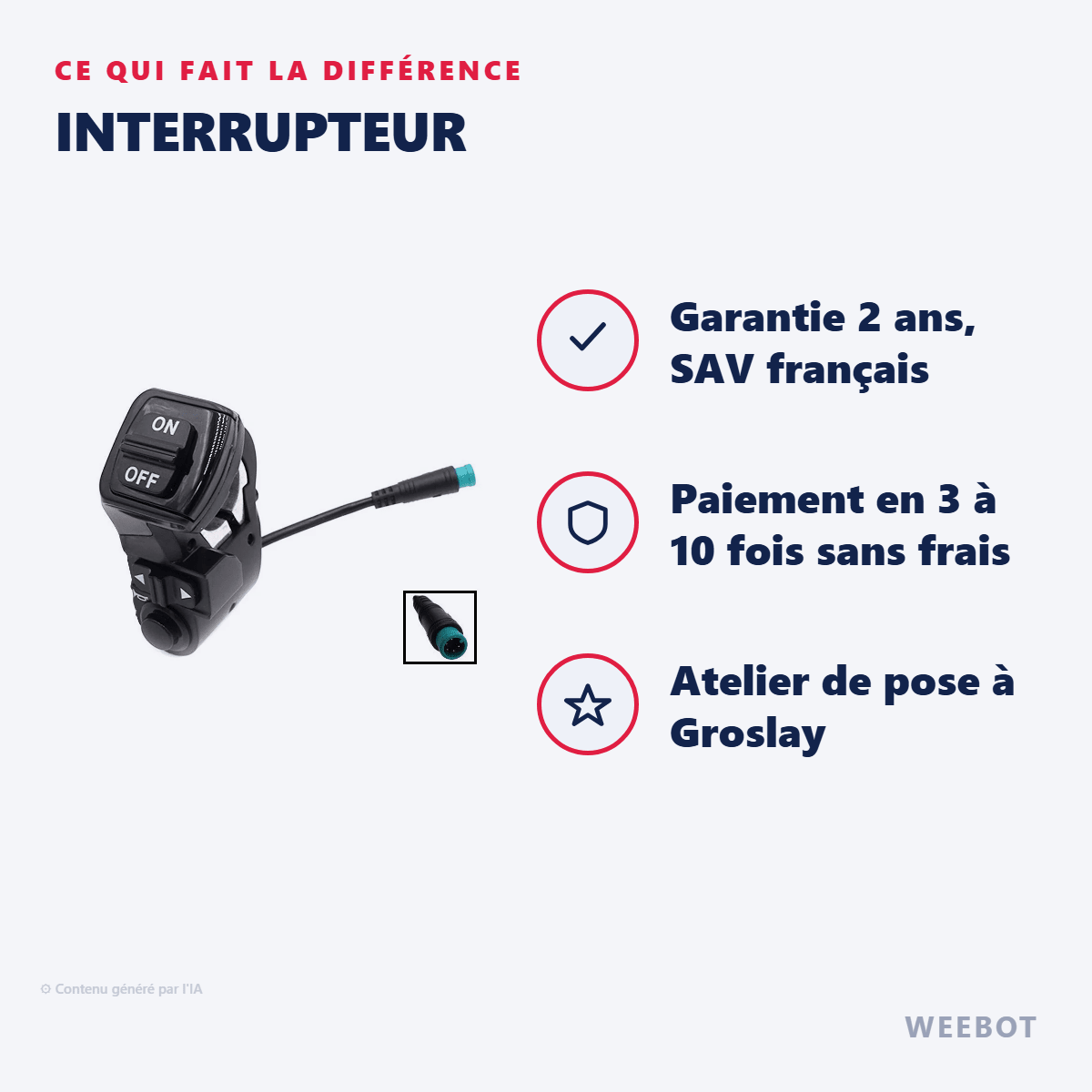 Interrupteur pour Trottinette Électrique Kukirin G2 Pro / G2 Max - Weebot