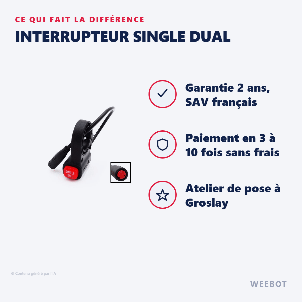 Interrupteur Single Dual pour Trottinette Électrique Kukirin G3 Pro - Weebot