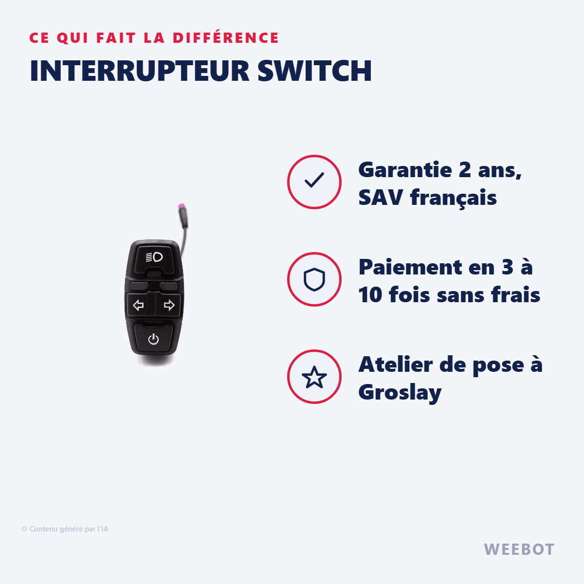 Interrupteur Switch pour Trottinette Électrique Dualtron Togo - Weebot