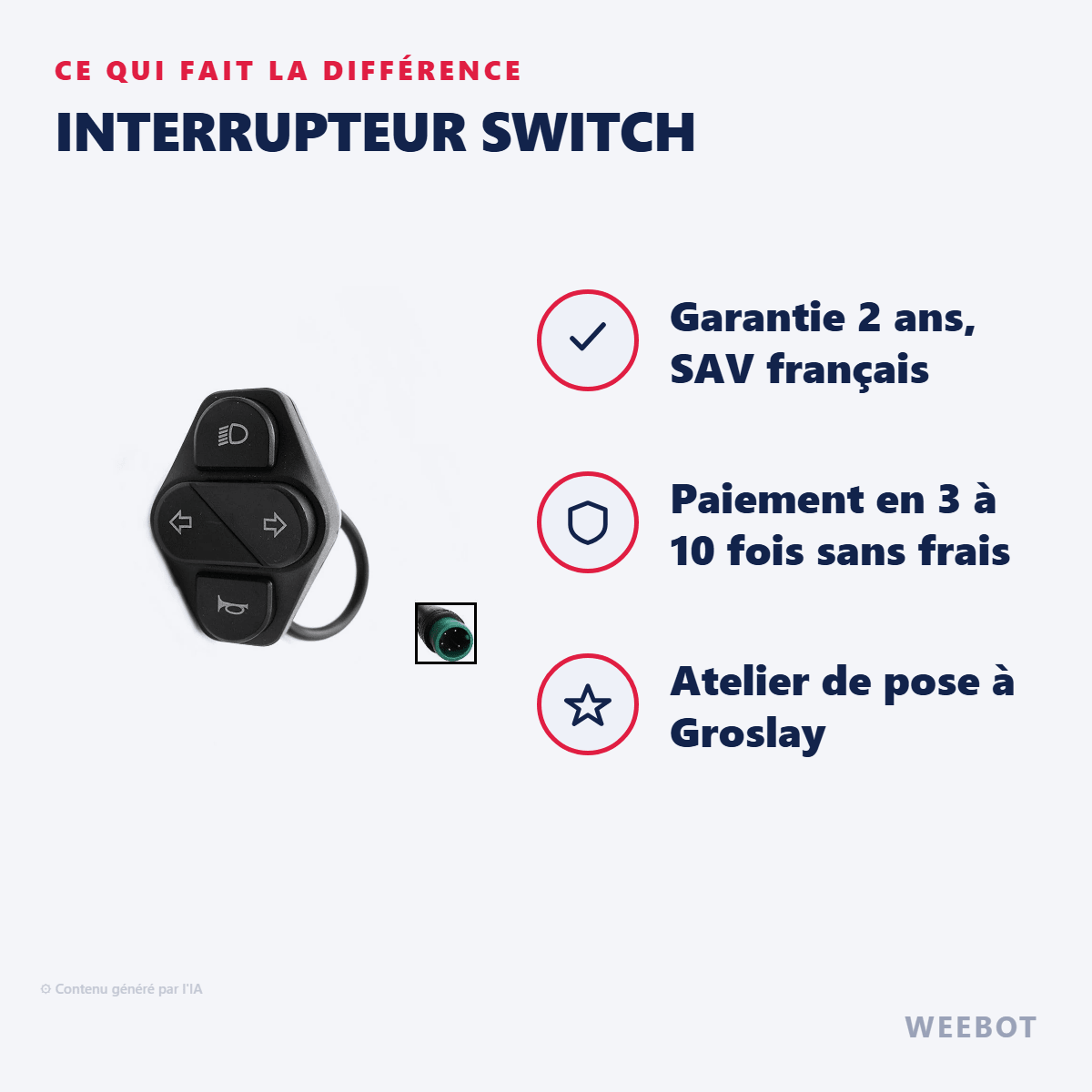 Interrupteur Switch pour Trottinette Électrique Kukirin G2 Master - Weebot