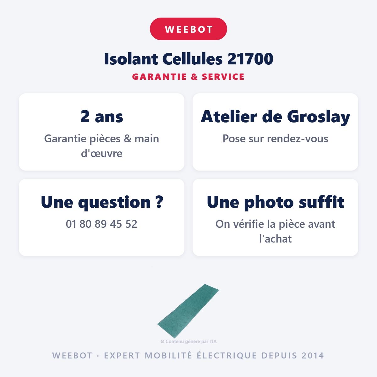Isolant Cellules 21700 : garantie 2 ans et service après-vente