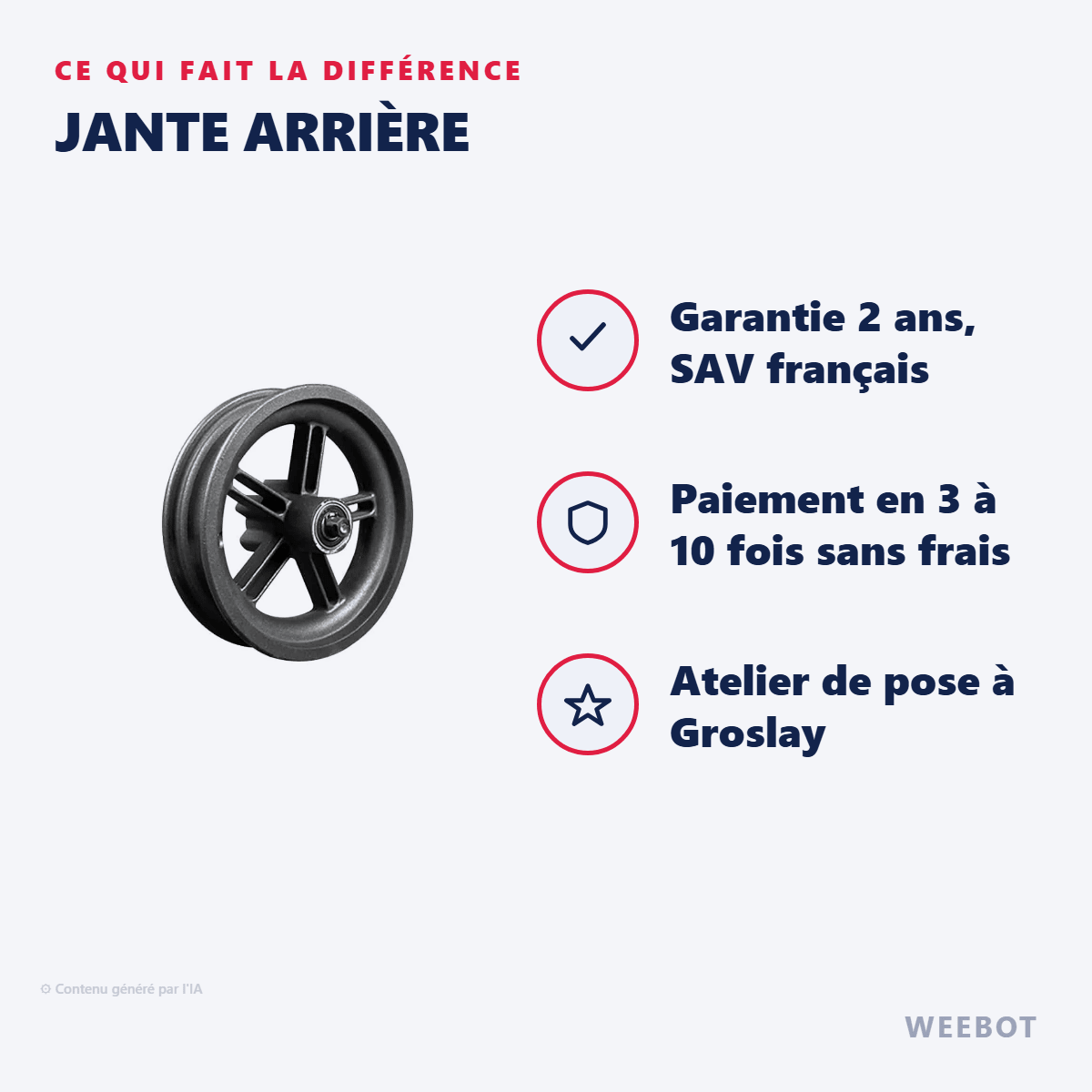 Jante arrière pour Trottinette Électrique Xiaomi M365 - Weebot