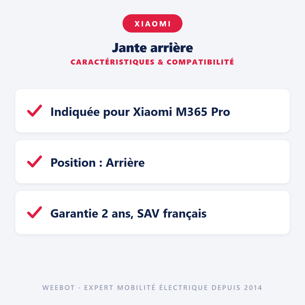 Jante arrière pour Trottinette Électrique Xiaomi M365 Pro - Weebot