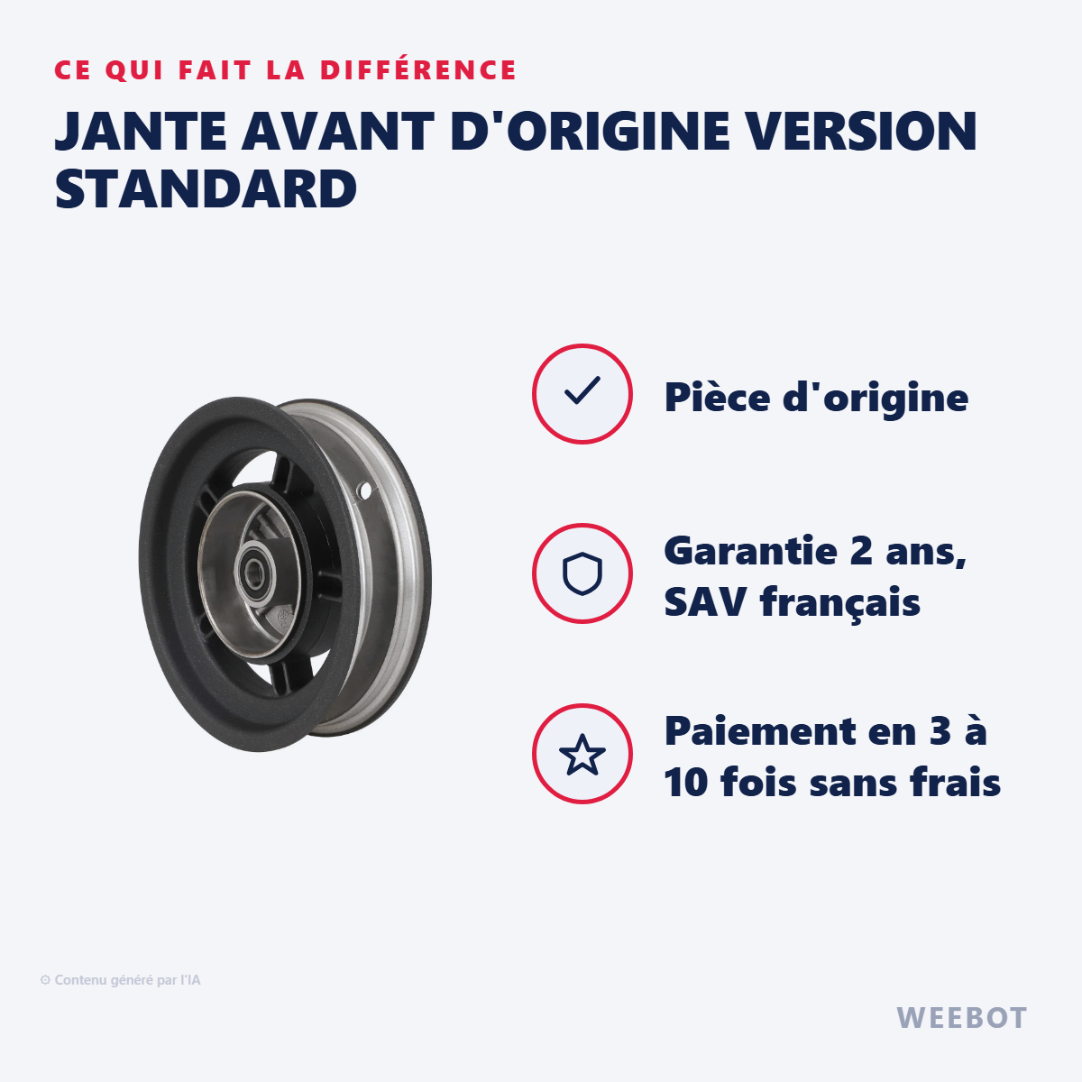 Jante Avant d'Origine Version Standard : les points forts