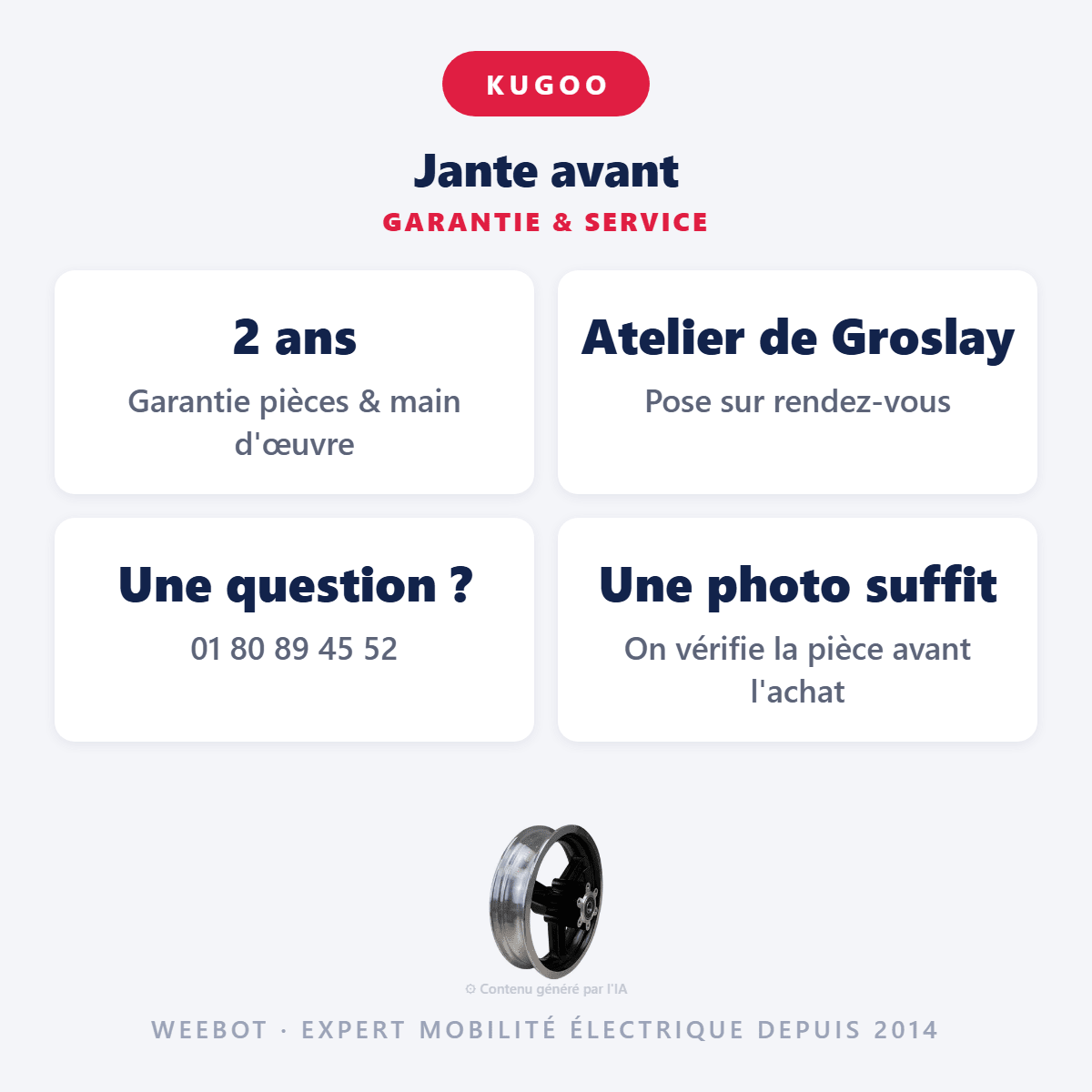 Jante avant pour Trottinette Électrique Kugoo M4 - Weebot