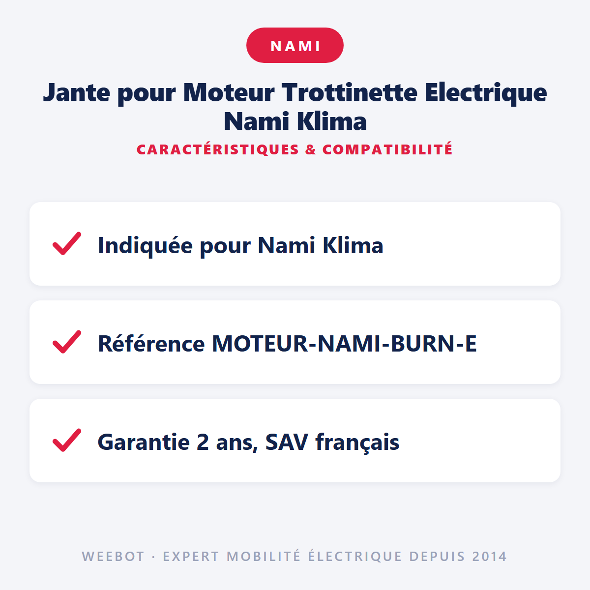 Jante pour Moteur Trottinette Electrique Nami Klima - Weebot