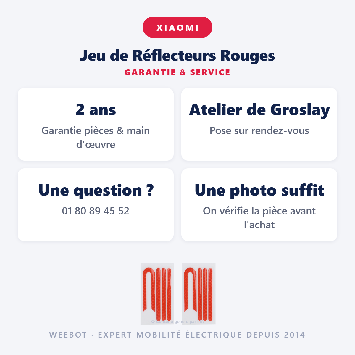 Jeu de Réflecteurs Rouges : garantie 2 ans et service après-vente