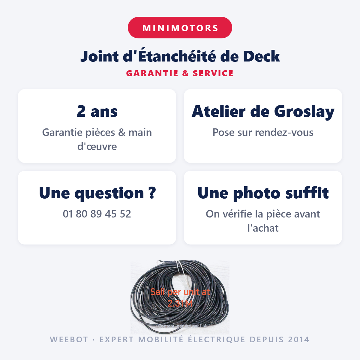 Joint d'Étanchéité de Deck : garantie 2 ans et service après-vente