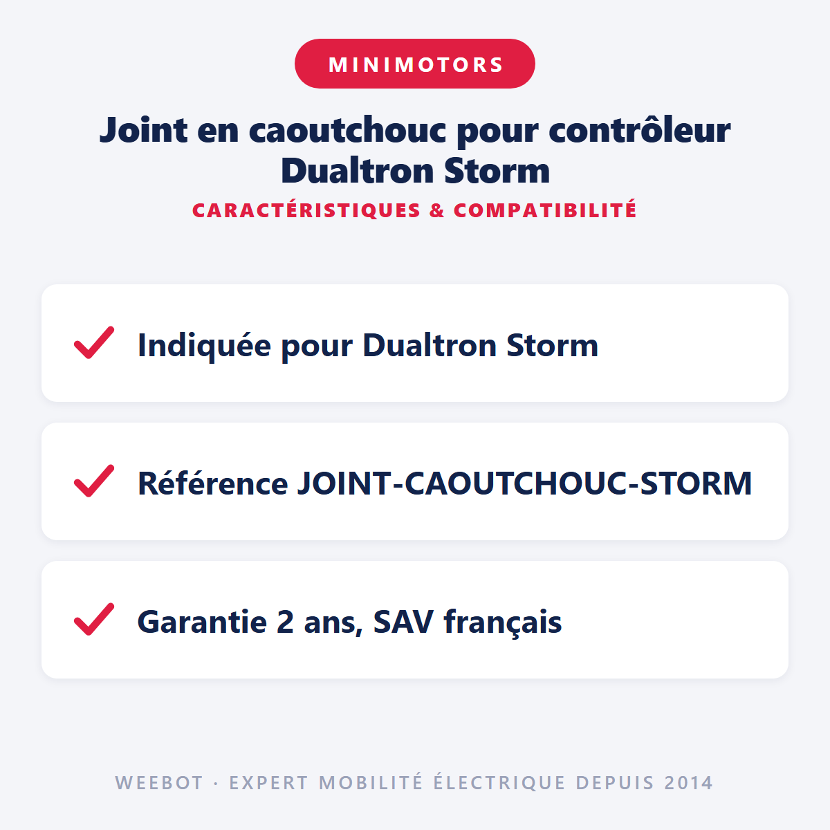 Joint en caoutchouc pour contrôleur Dualtron Storm : caractéristiques et compatibilité
