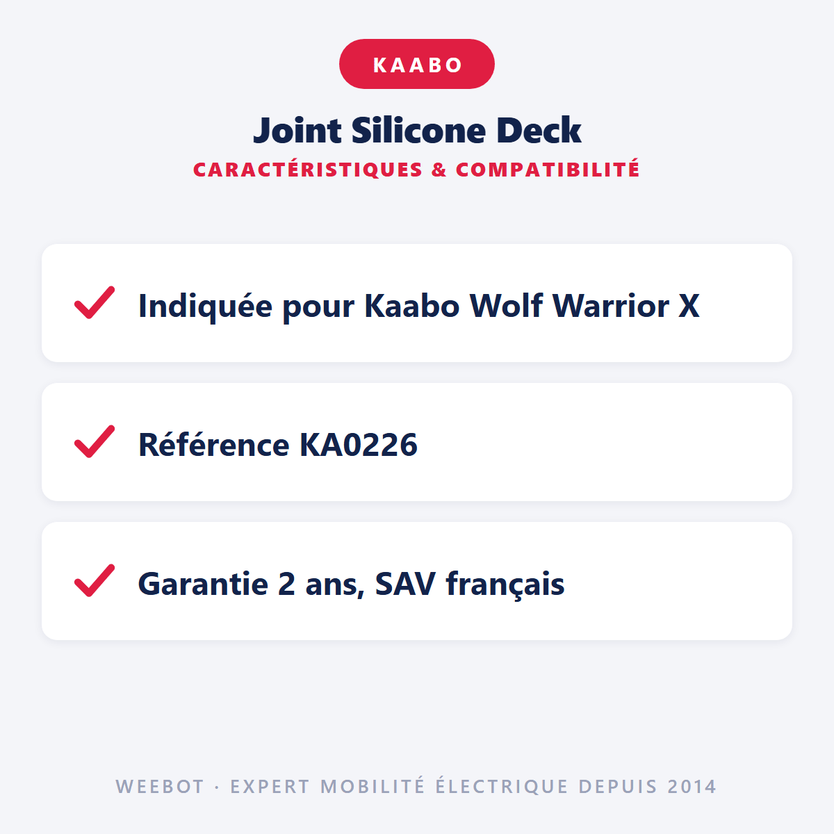 Joint Silicone Deck pour Trottinette Electrique Kaabo Wolf Warrior X Pro+ - Weebot