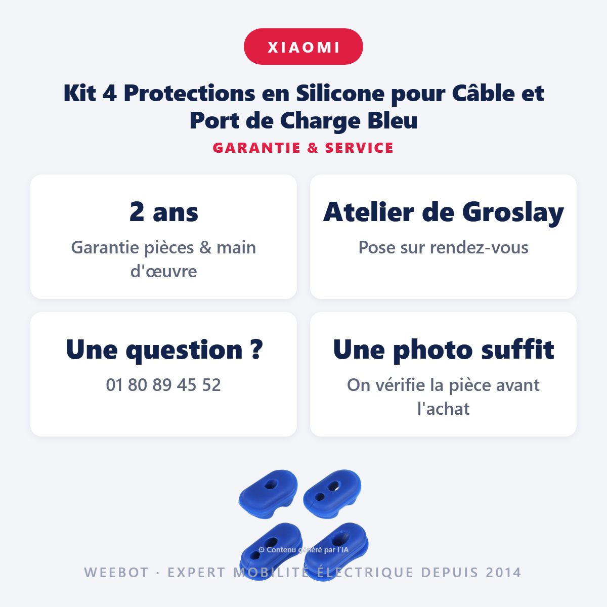 Kit 4 Protections en Silicone pour Câble et Port de Charge Bleu : garantie 2 ans et service après-vente