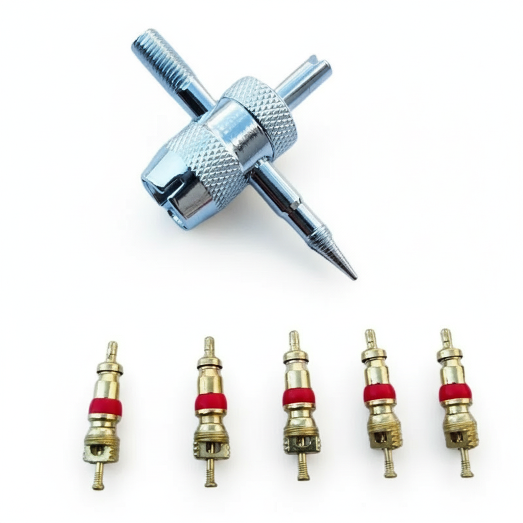 Kit 5 Obus de Valve et Clé Démonte-Obus 4 en 1, vue 1
