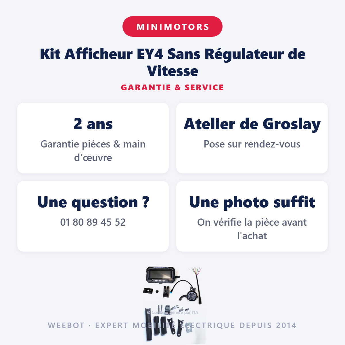 Kit Afficheur EY4 Sans Régulateur de Vitesse : garantie 2 ans et service après-vente