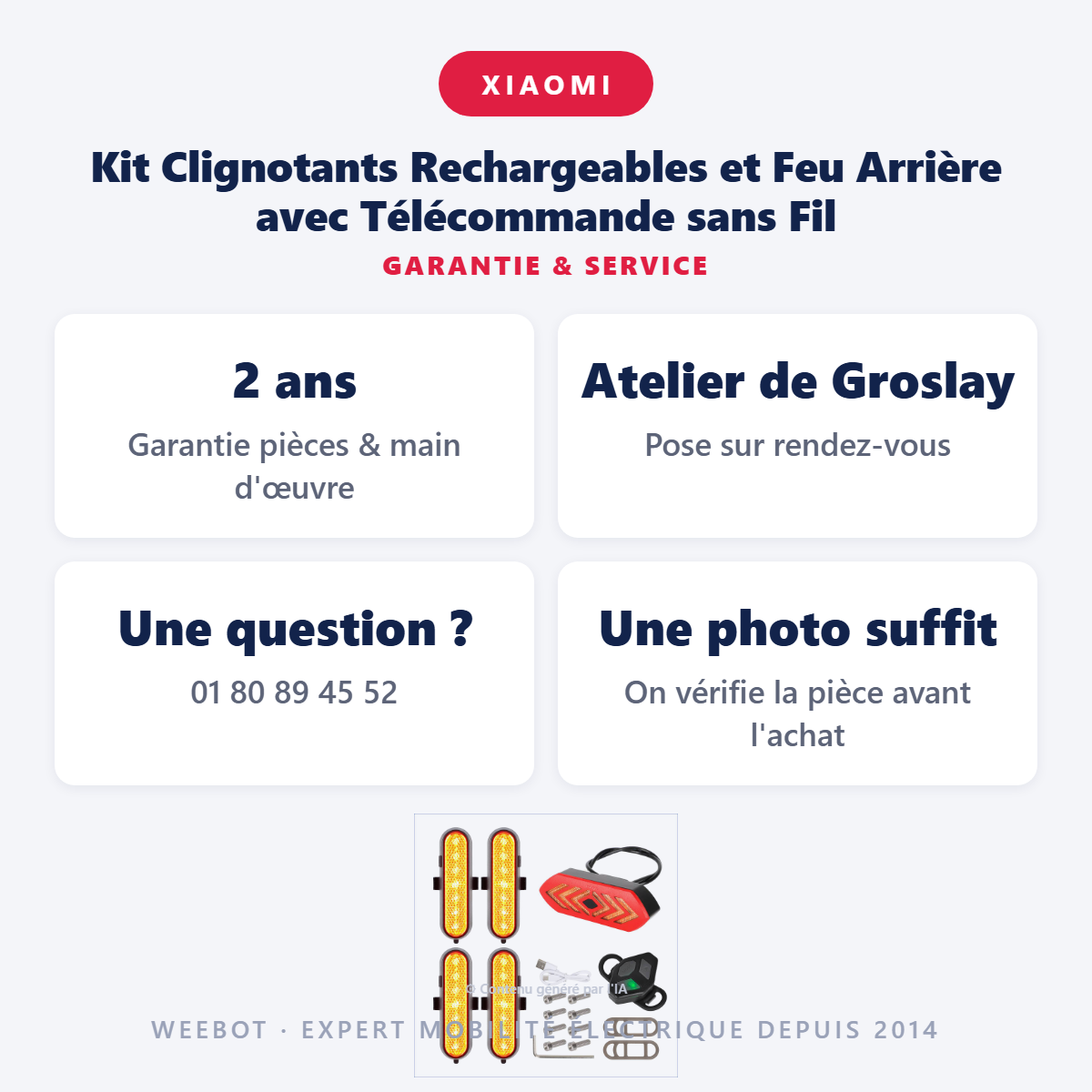 Kit Clignotants Rechargeables et Feu Arrière avec Télécommande sans Fil : garantie 2 ans et service après-vente
