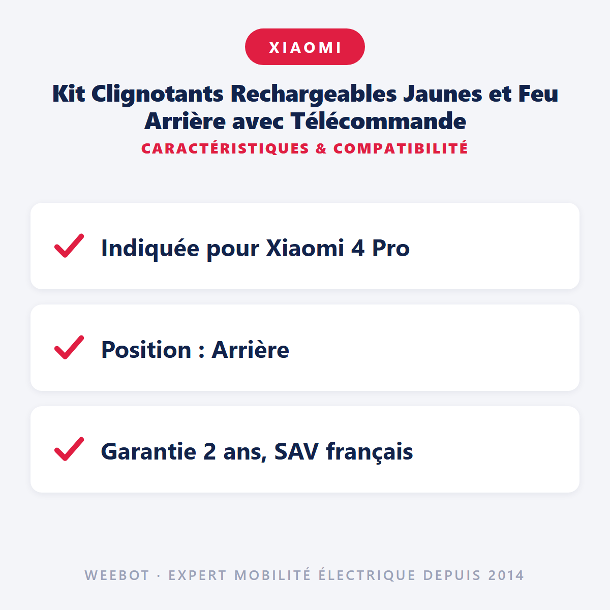 Kit Clignotants Rechargeables Jaunes et Feu Arrière avec Télécommande : caractéristiques et compatibilité