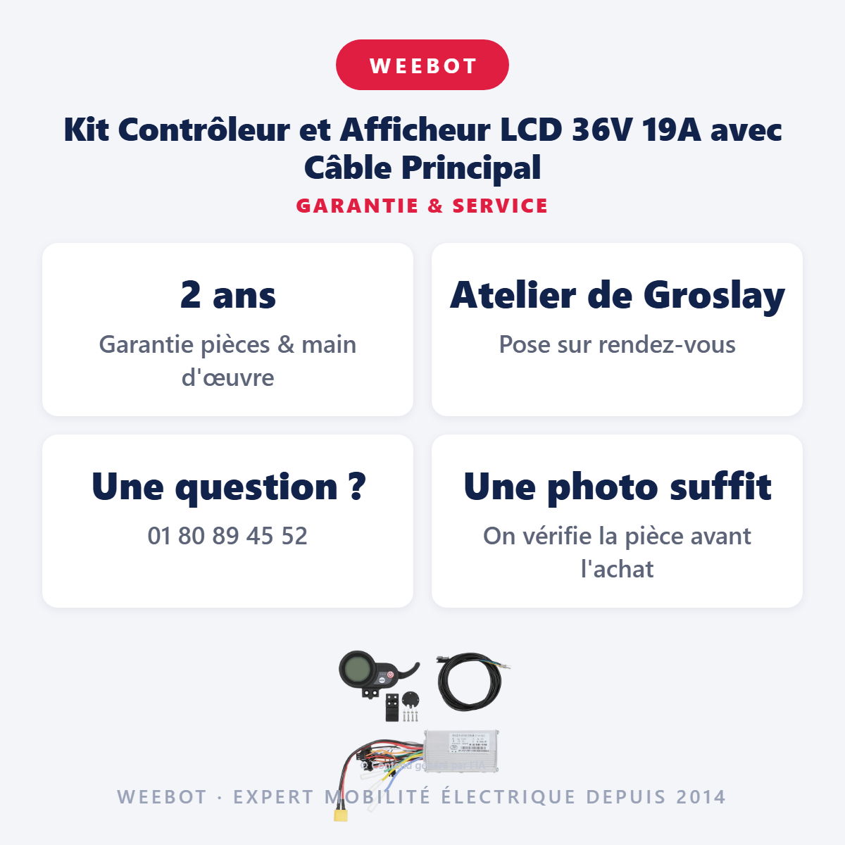 Kit Contrôleur et Afficheur LCD 36V 19A avec Câble Principal : garantie 2 ans et service après-vente