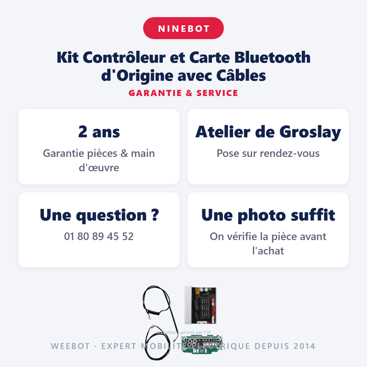 Kit Contrôleur et Carte Bluetooth d'Origine avec Câbles : garantie 2 ans et service après-vente