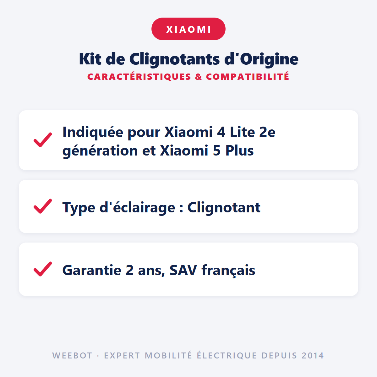 Kit de Clignotants d'Origine : caractéristiques et compatibilité