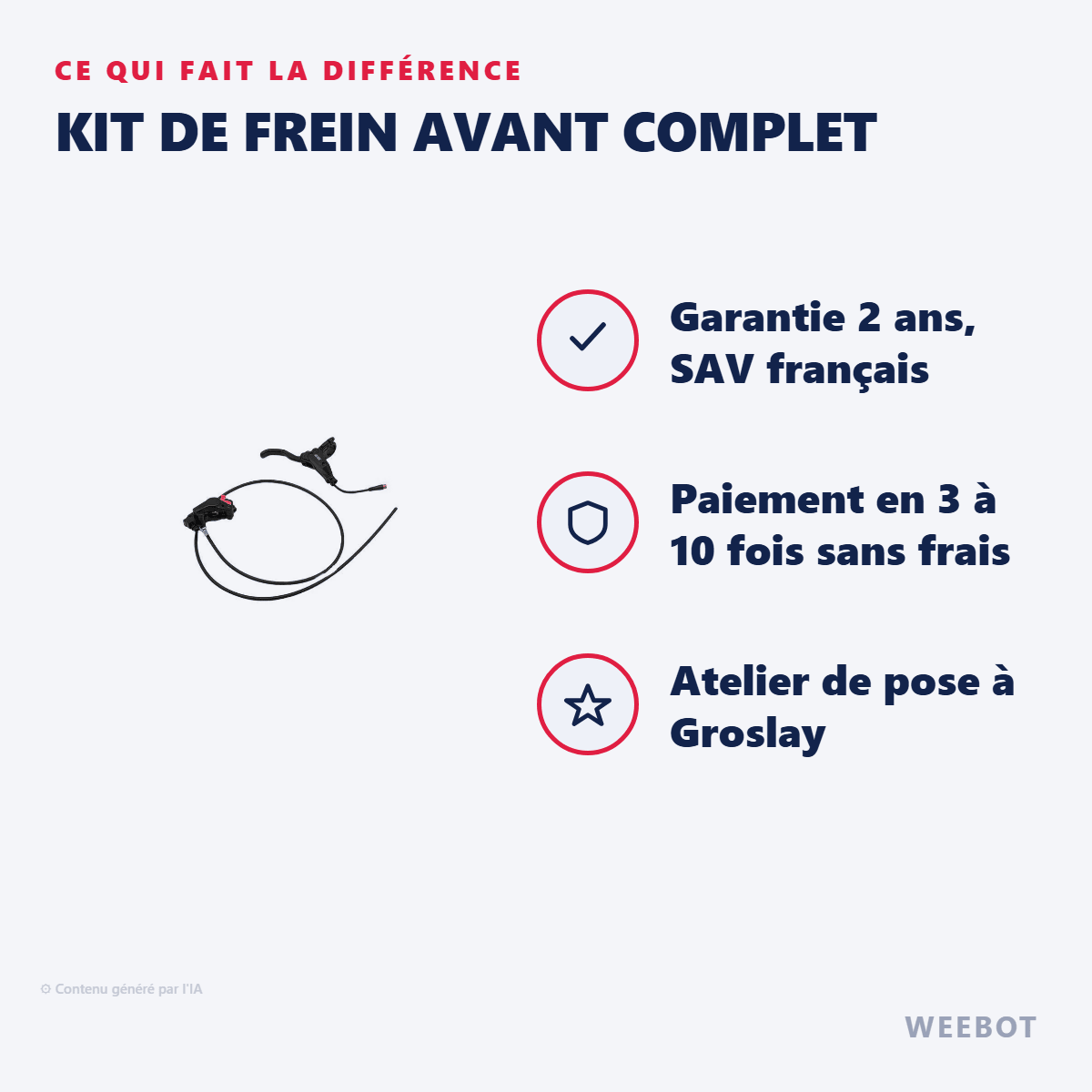 Kit de Frein Avant Complet pour Trottinette Electrique Dualtron Blade X - Weebot