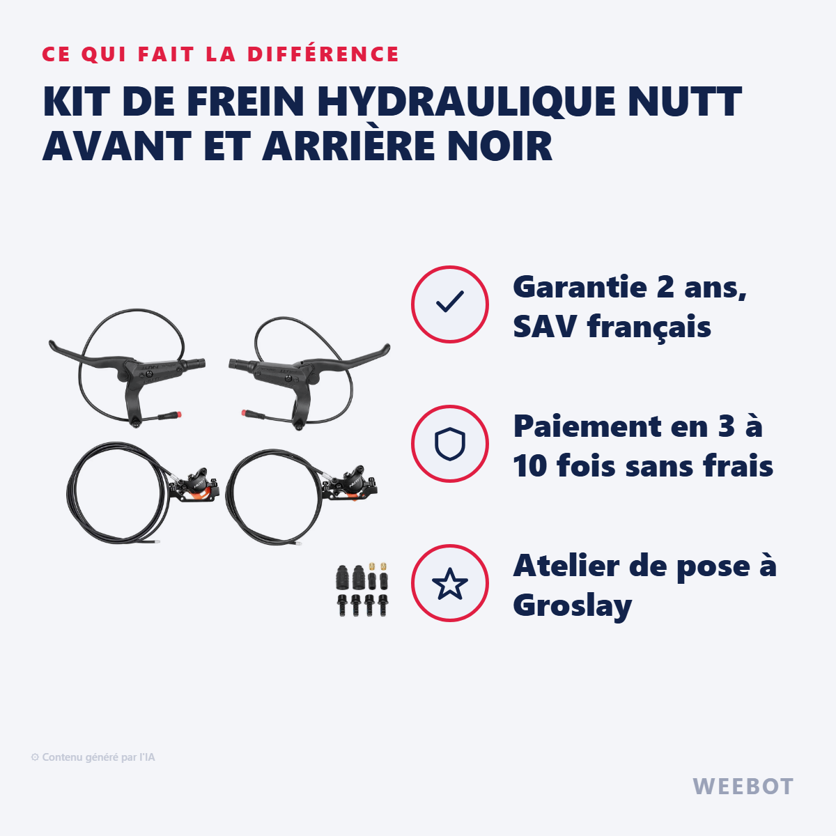 Kit de Frein Hydraulique NUTT Avant et Arrière Noir : les points forts