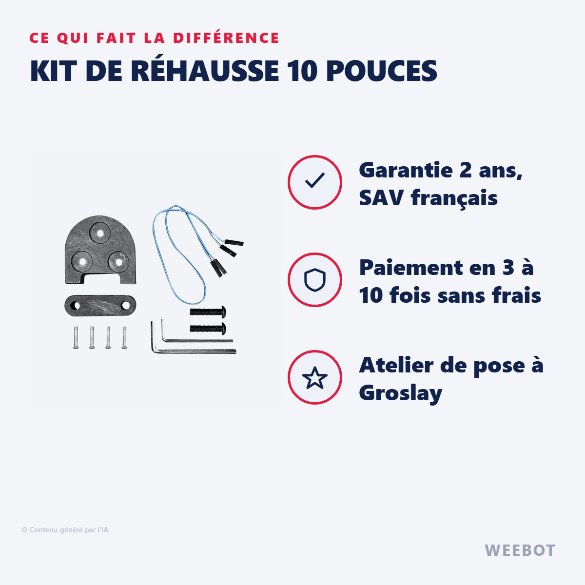 Kit de Réhausse 10 Pouces pour Trottinette Électrique Xiaomi M365 & M365 Pro - Couleur Noir - Weebot