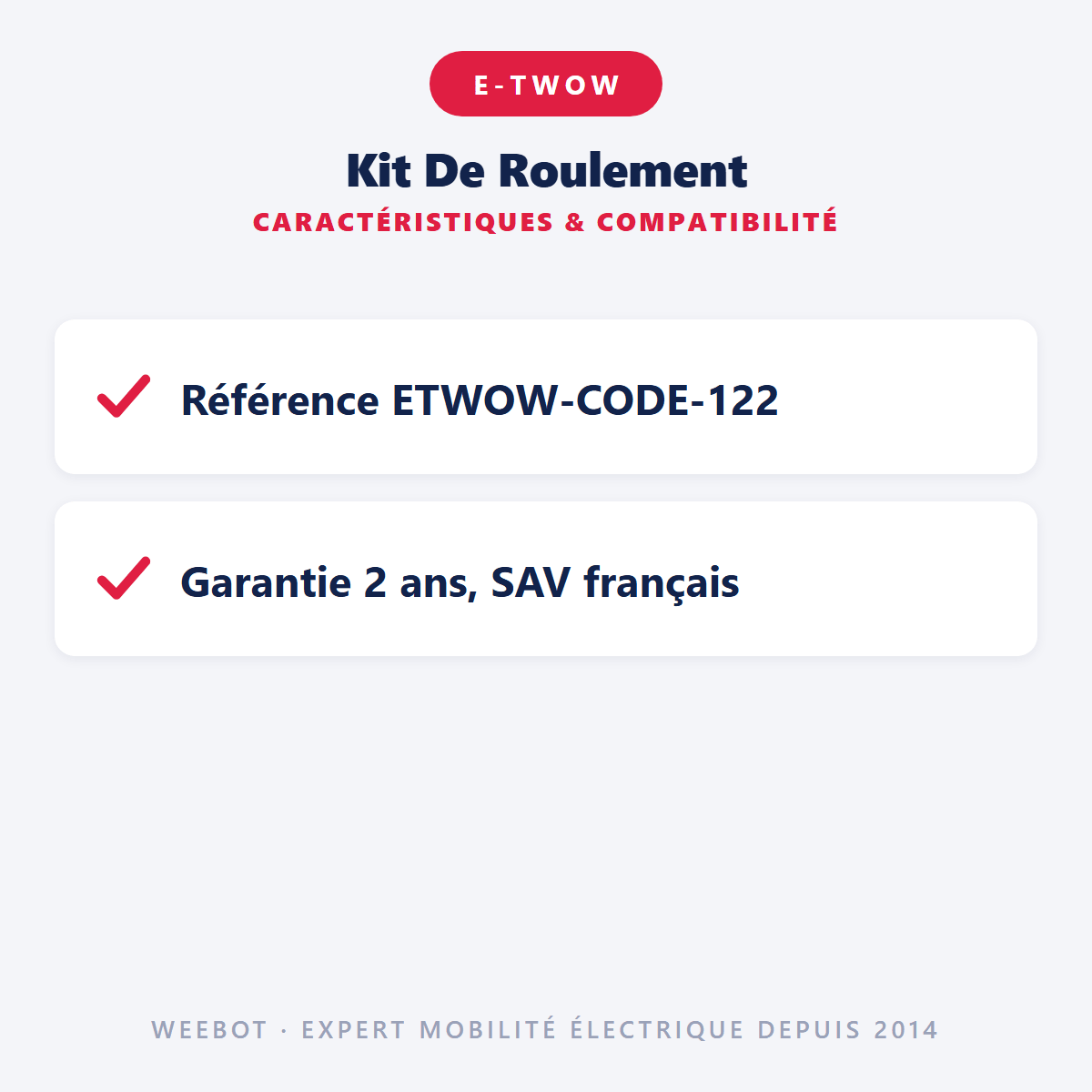 Kit De Roulement pour Trottinette E-Twow (Ancienne Génération) - Weebot