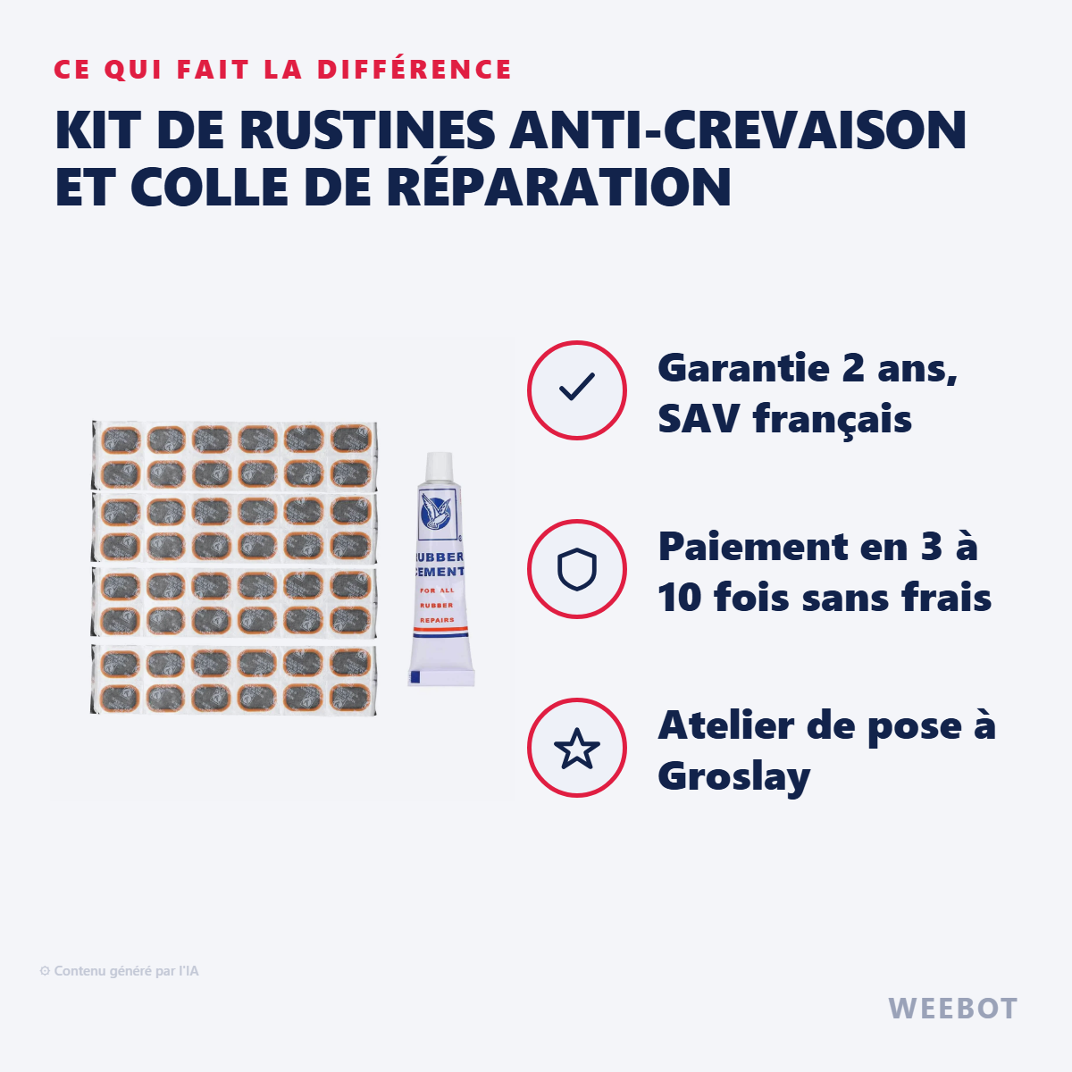 Kit de Rustines Anti-Crevaison et Colle de Réparation : les points forts