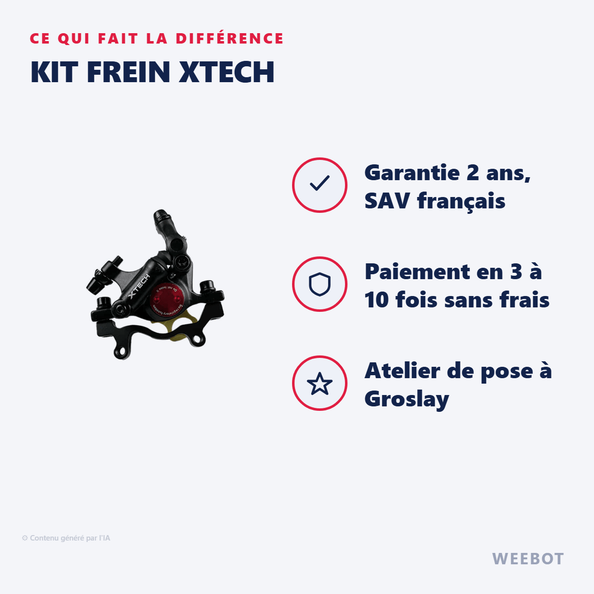 Kit Frein Xtech pour Trottinette Électrique Xiaomi M365 - Couleur Noir - Weebot