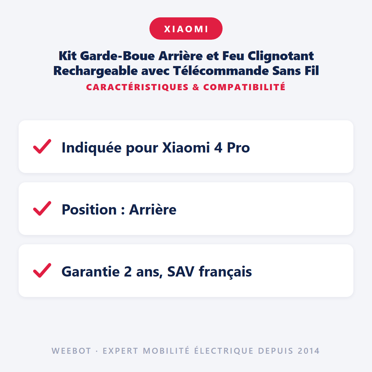 Kit Garde-Boue Arrière et Feu Clignotant Rechargeable avec Télécommande Sans Fil : caractéristiques et compatibilité