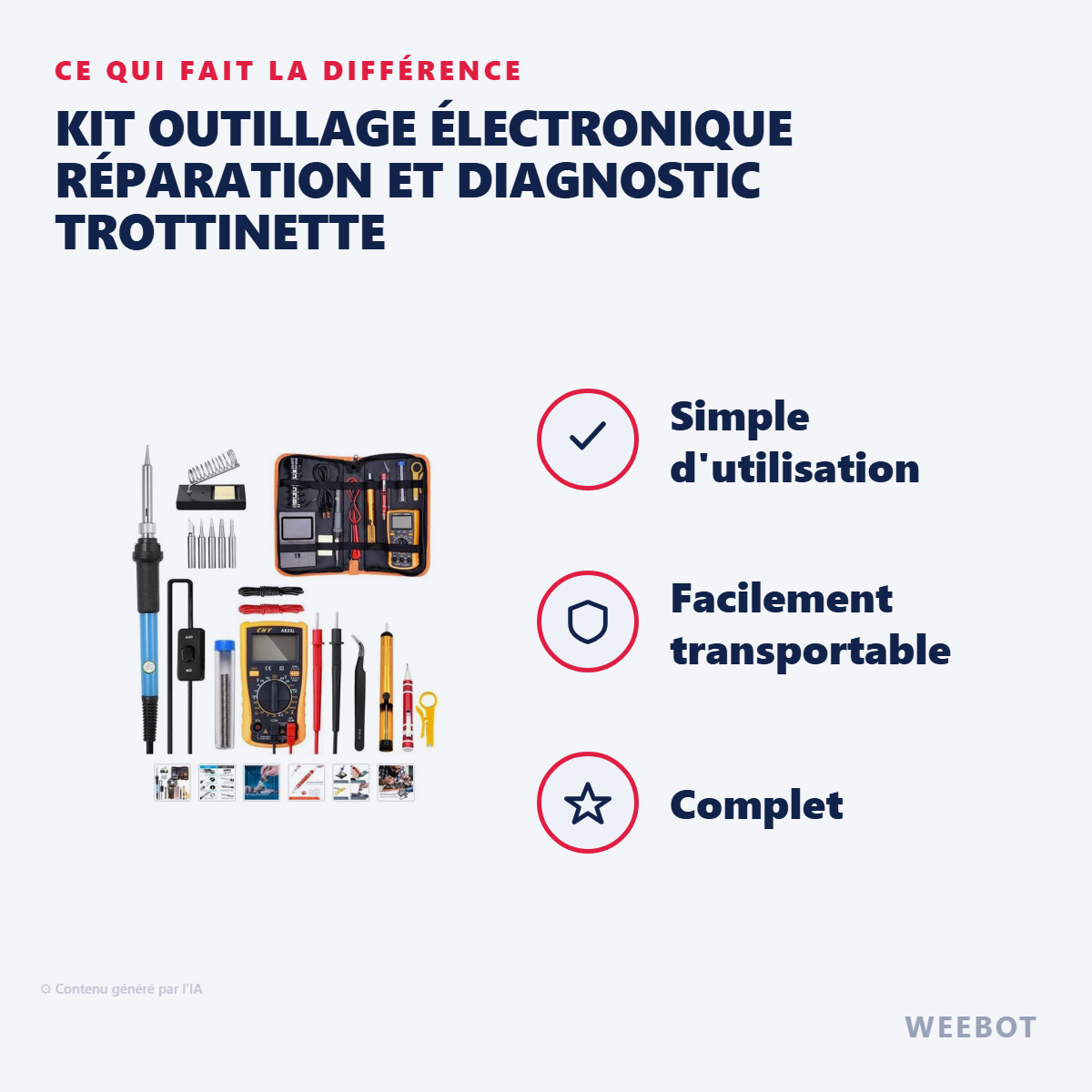 Kit Outillage Électronique Réparation Et Diagnostic Trottinette : les points forts