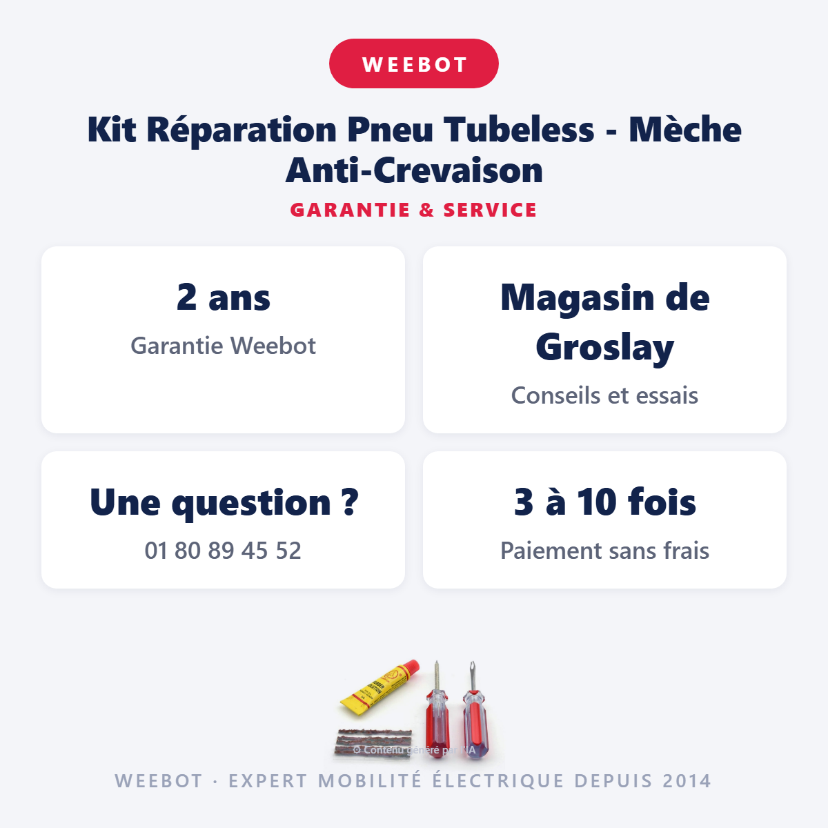 Kit Réparation Pneu Tubeless - Mèche Anti-Crevaison : garantie 2 ans et service après-vente