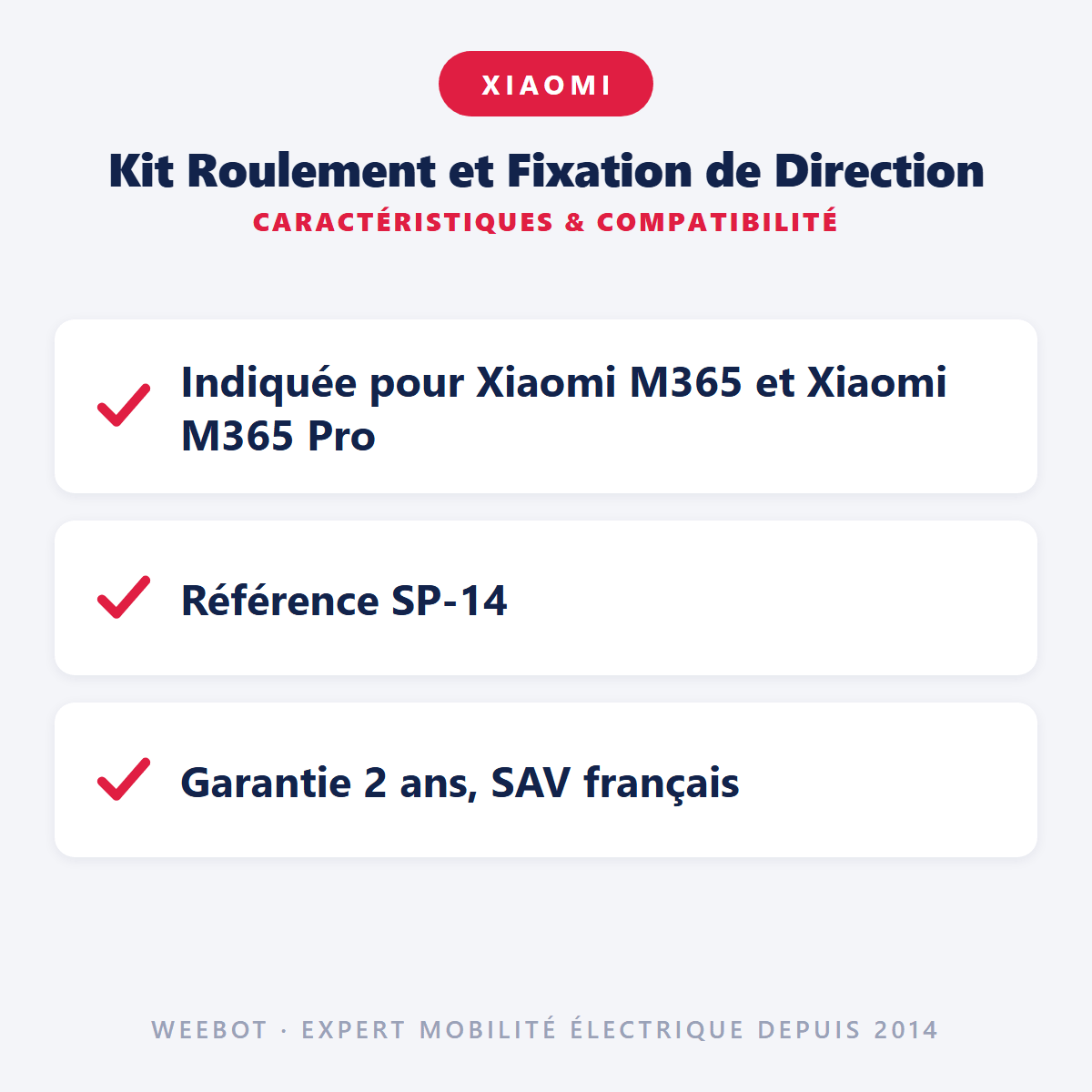 Kit Roulement et Fixation de Direction Pour Trottinette Électrique Xiaomi M365 & M365 Pro - Weebot