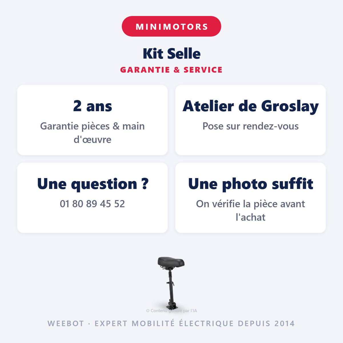 Kit Selle : garantie 2 ans et service après-vente