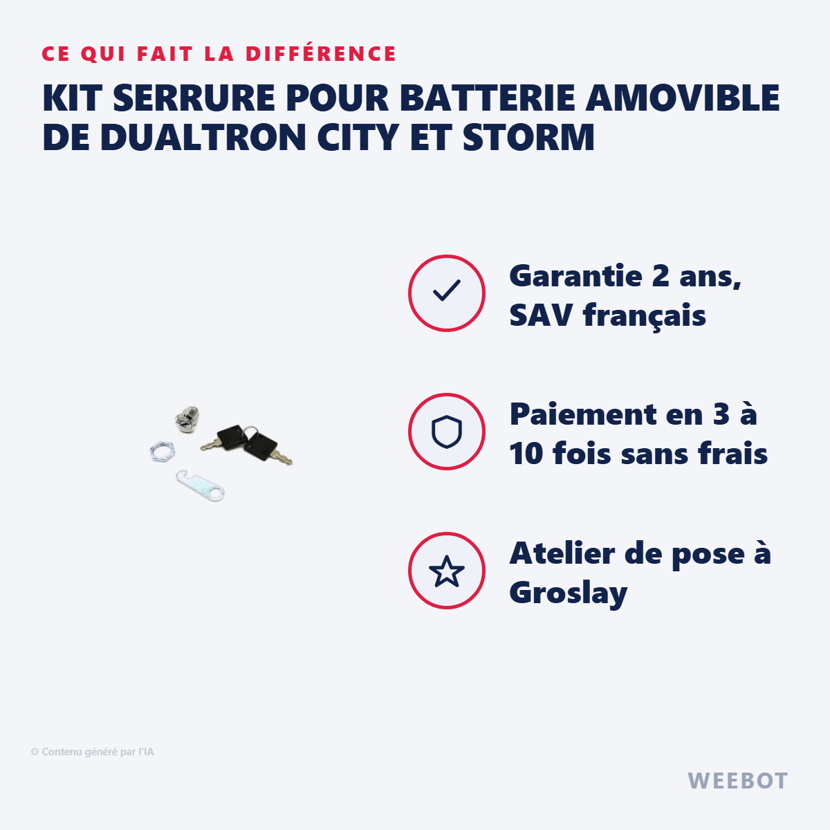 Kit Serrure pour Batterie Amovible de Dualtron City et Storm - Weebot