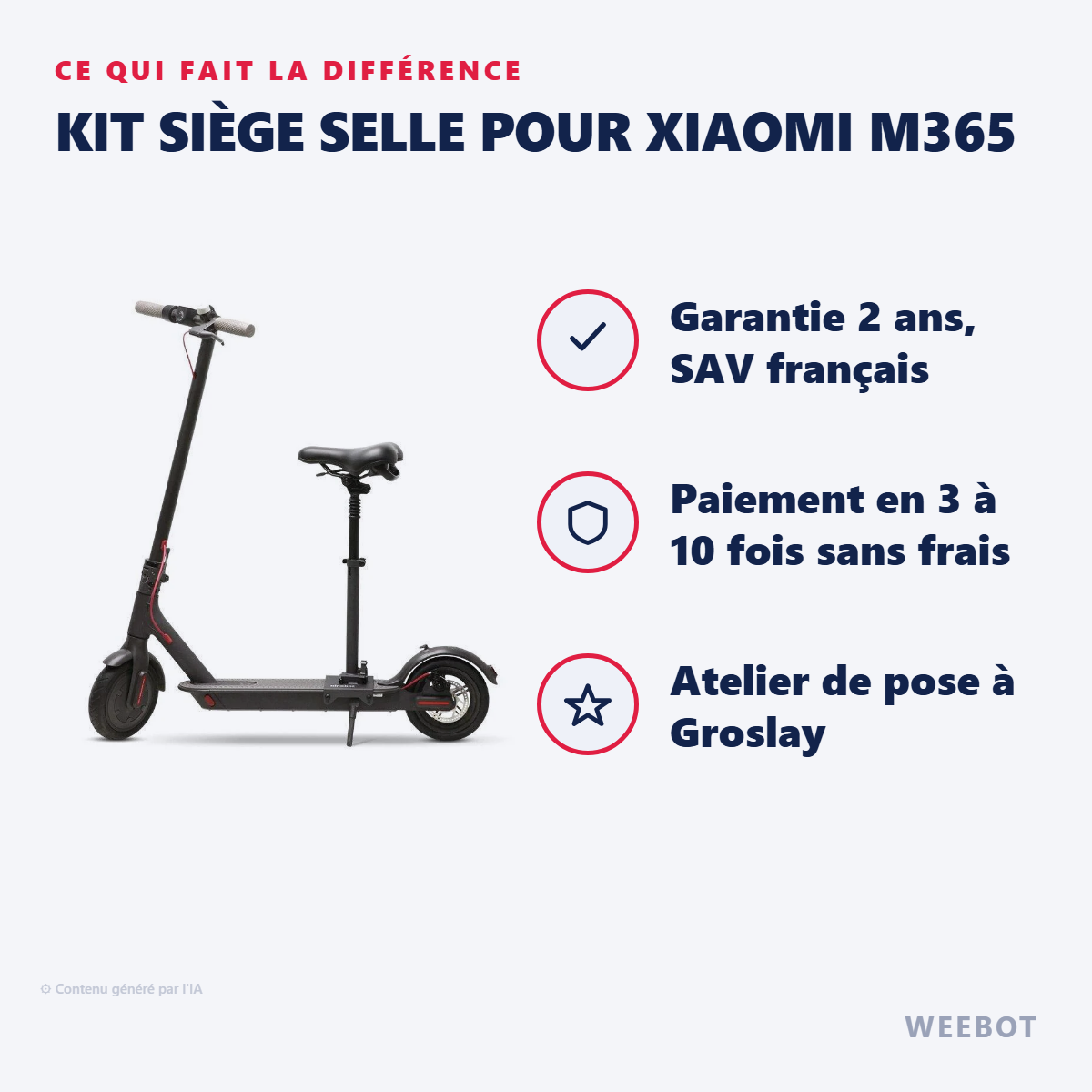 Kit Siège Selle pour Xiaomi M365 : les points forts