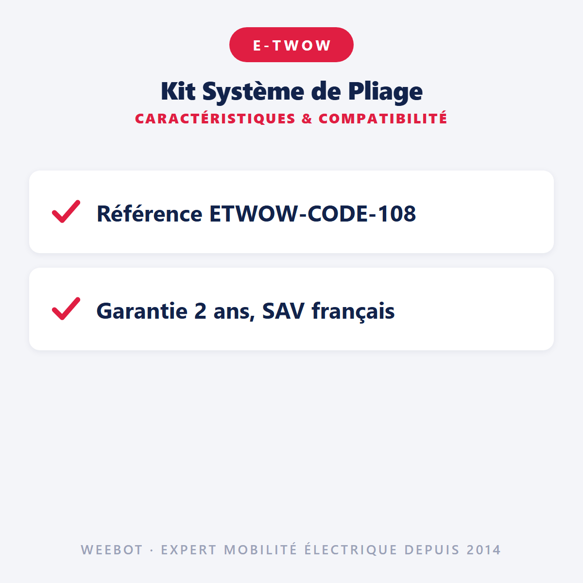 Kit Système de Pliage pour Trottinette Electrique E-Twow - Weebot