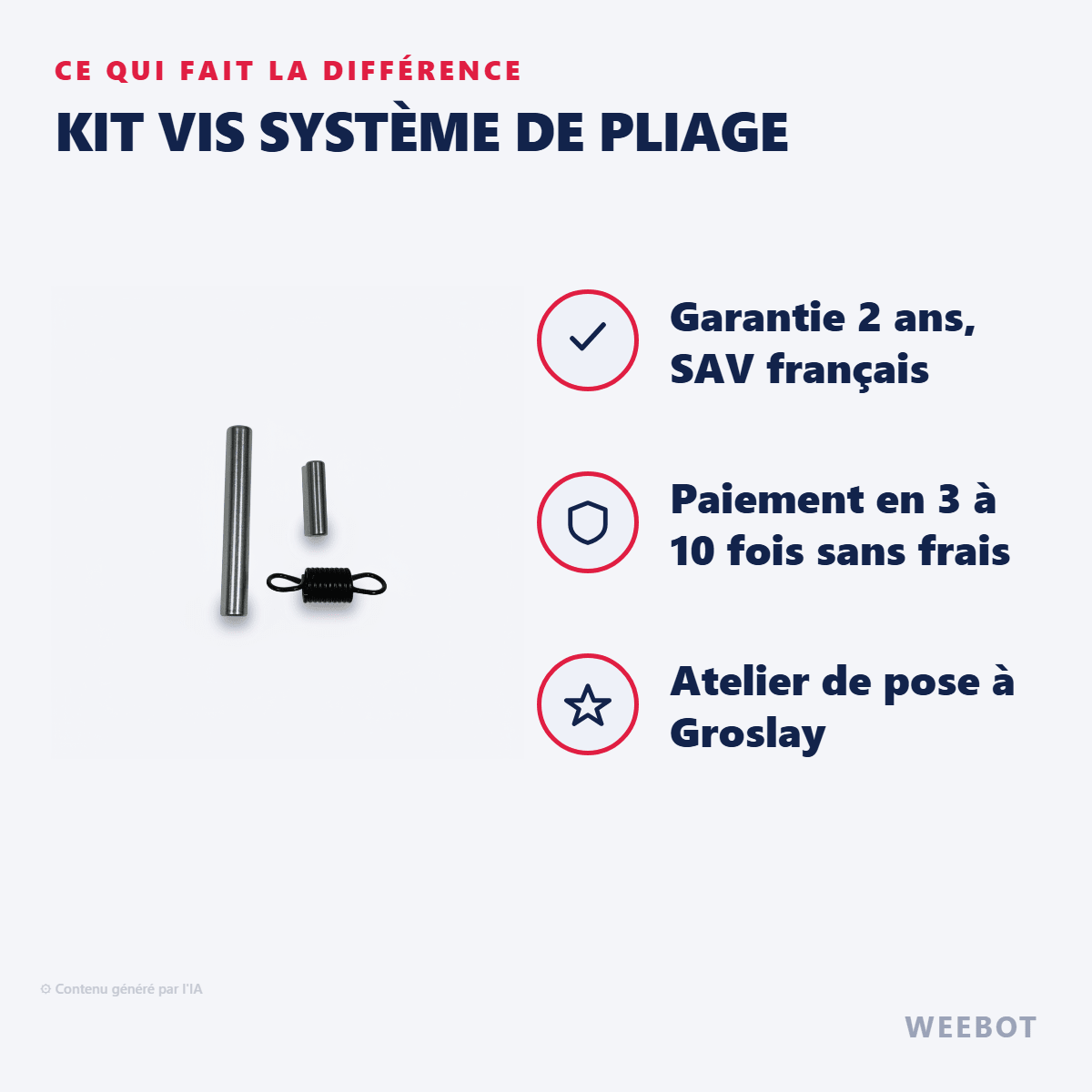 Kit Vis Système de Pliage pour Trottinette Electrique E-Twow - Weebot