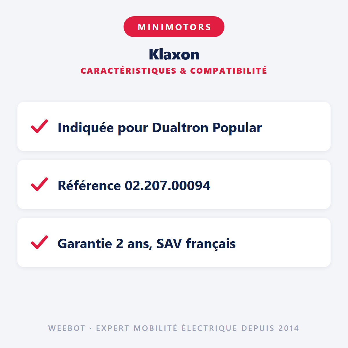Klaxon pour Trottinette électrique Dualtron Popular - Weebot