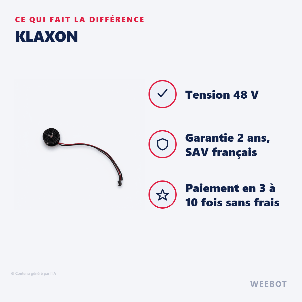 Klaxon pour Trottinette Electrique E-Twow 48V - Weebot