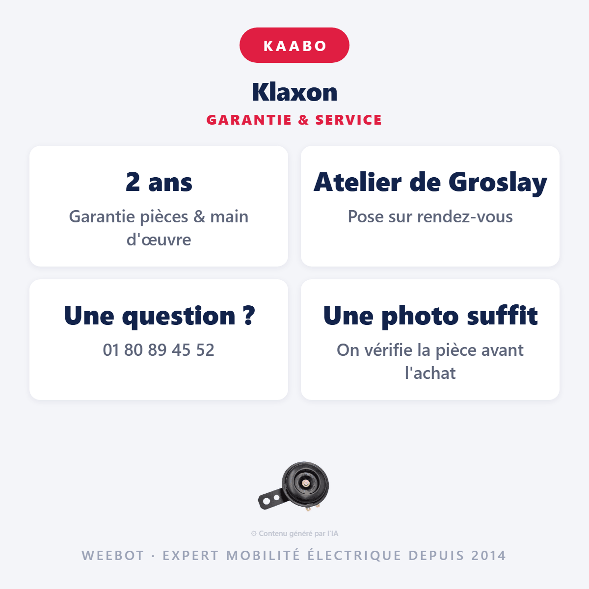 Klaxon pour Trottinette Electrique Kaabo Wolf Warrior et Wolf King - Weebot