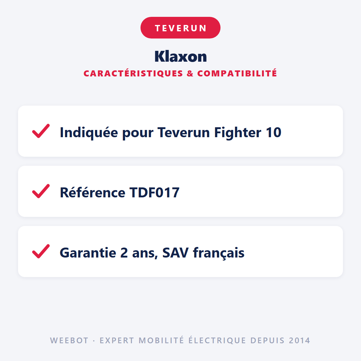 Klaxon pour Trottinette Electrique Teverun Fighter 10 et 10+ - Weebot