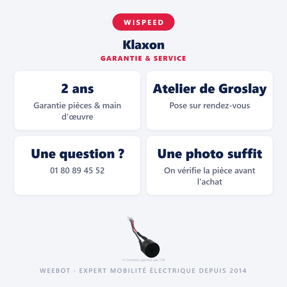 Klaxon pour Trottinette Électrique Wispeed T855/T850 - Weebot
