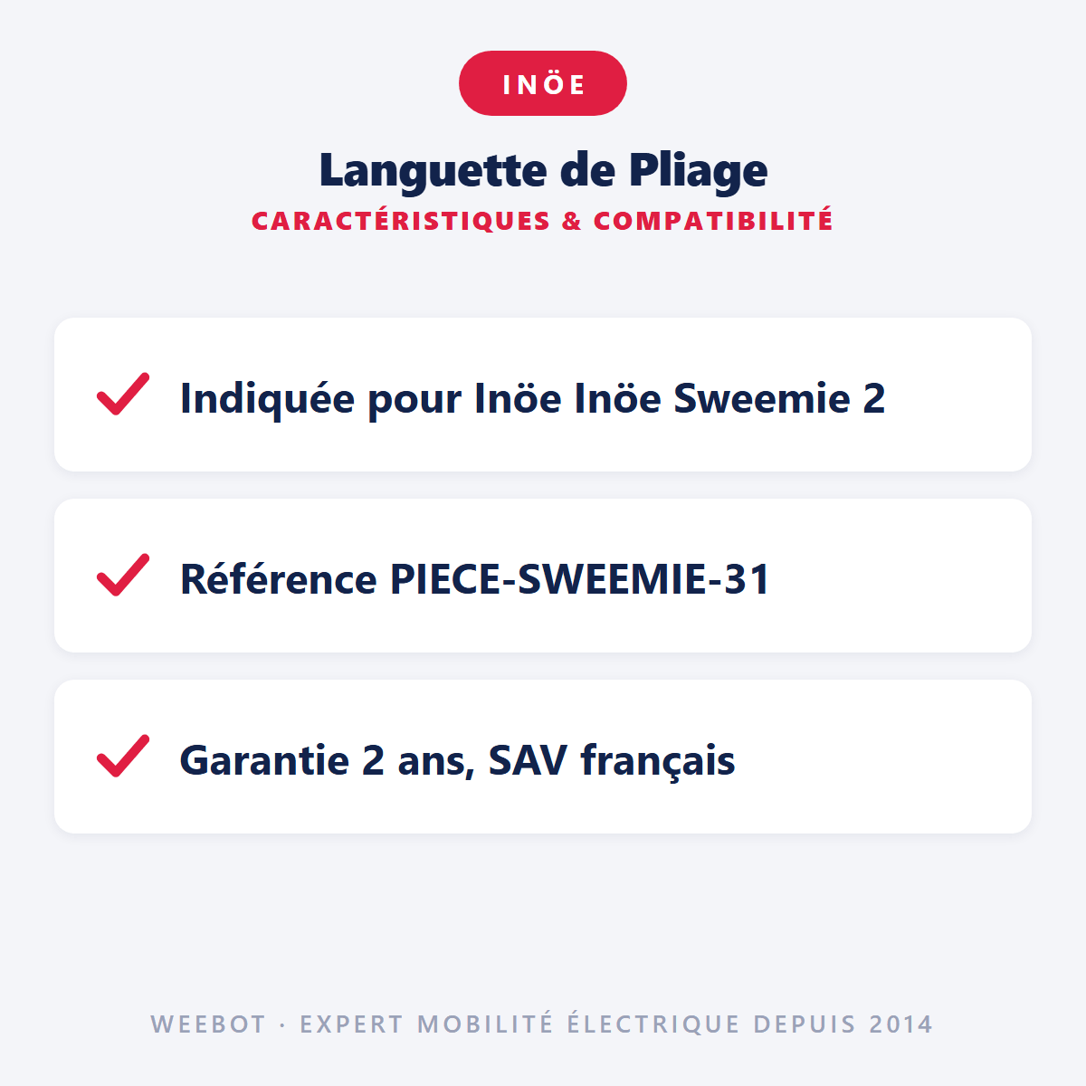 Languette de Pliage pour Trottinette Electrique Inoe Sweemie 2 - Weebot