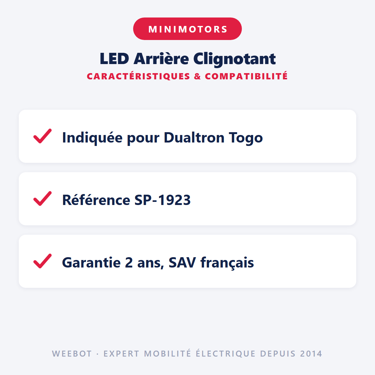 LED Arrière Clignotant pour Trottinette Électrique Dualtron Togo - Weebot