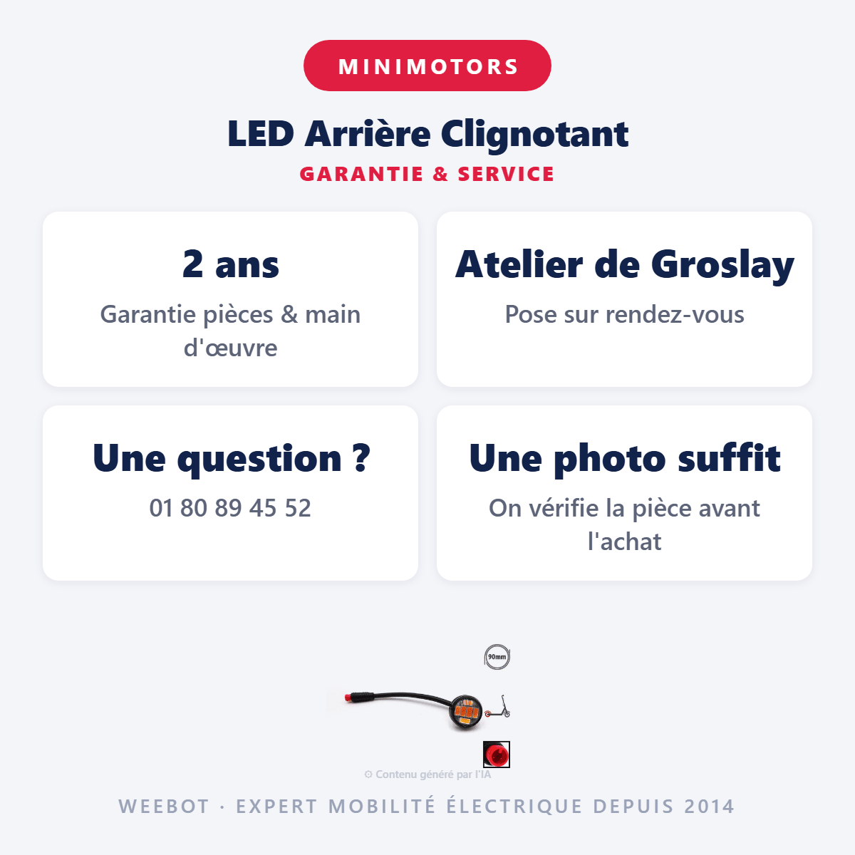 LED Arrière Clignotant pour Trottinette Électrique Dualtron Togo - Weebot