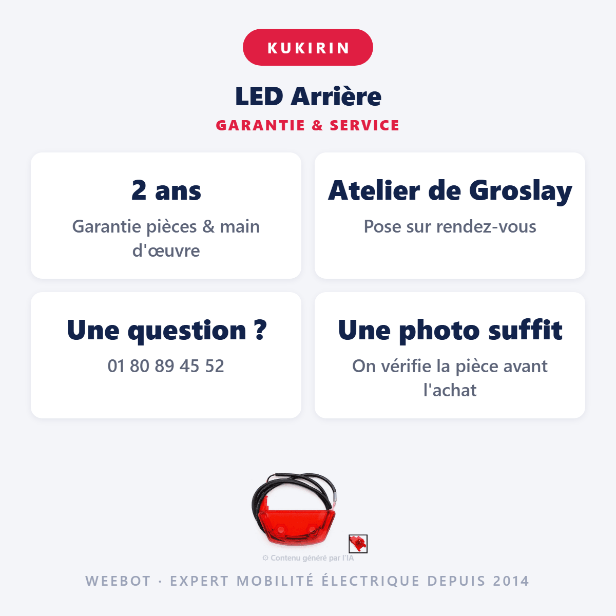 LED Arrière pour Trottinette Électrique Kukirin G2 Max - Weebot
