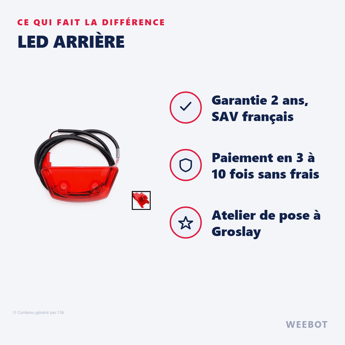 LED Arrière pour Trottinette Électrique Kukirin G2 Max - Weebot